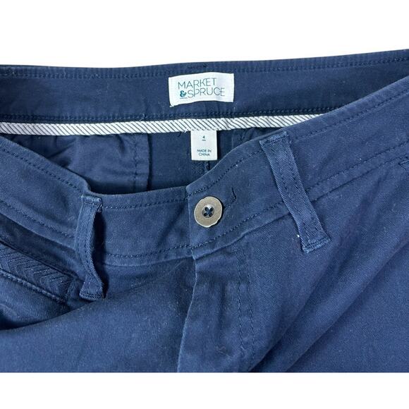 Market & Spruce Blue Chino Shorts Sz 4 Cotton Blend 4" Inseam Casual Stretch - Picture 3 of 5
